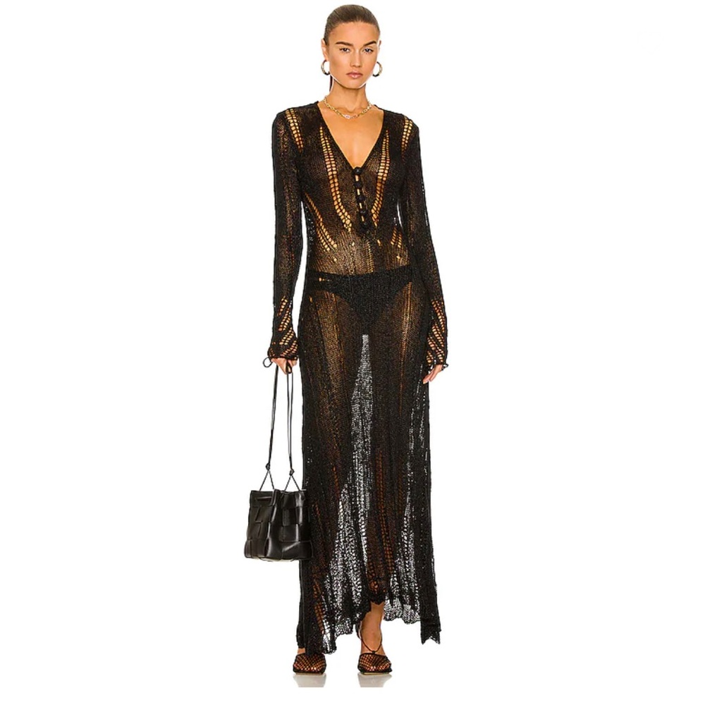 Norma Kamali Black Sheer Maxi Dress - Picture 2 of 11